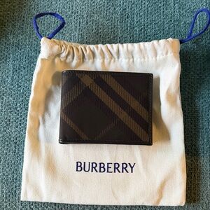 Burberry Black and Brown Checkered Card Holder